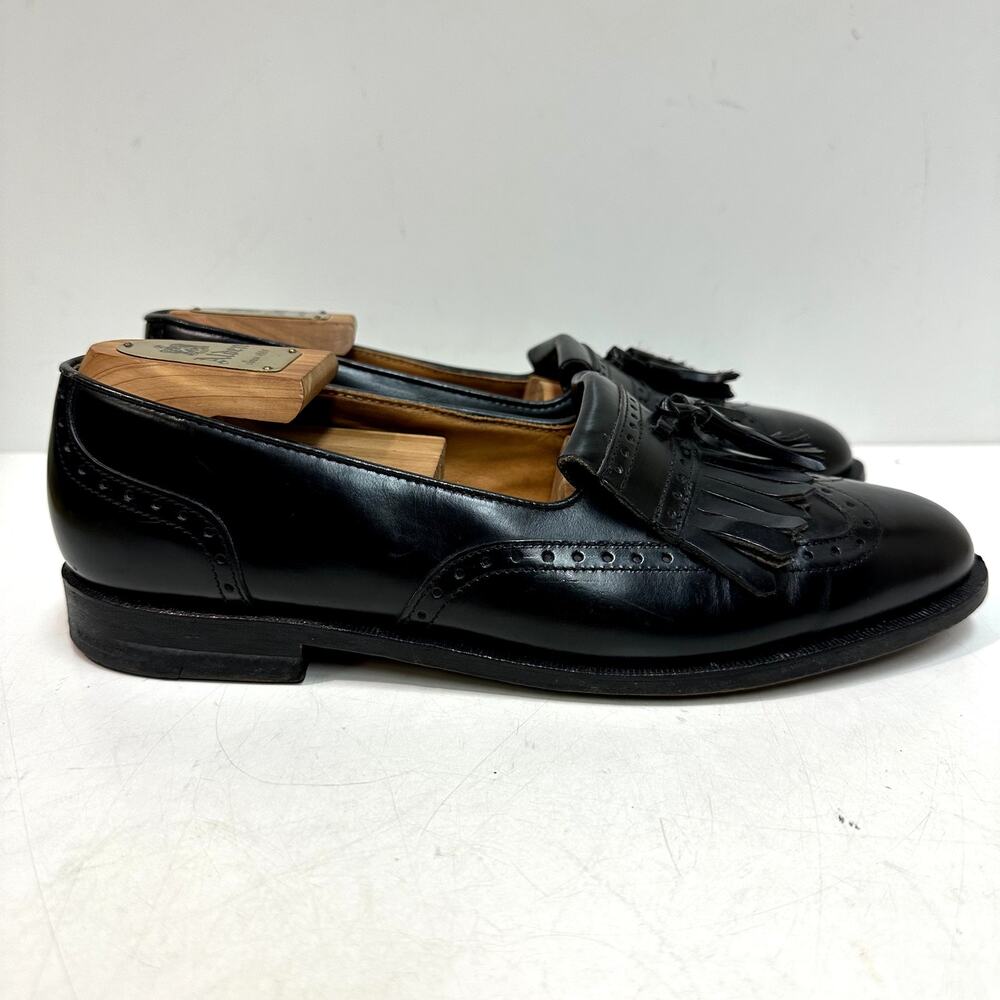 VGUC Cole Haan Tassel Loafer Kiltie Wingtip Black Calf Made Maine USA 8.5